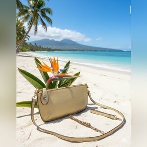 Cute Olive Green Crossbody Wallet Purse Joy Susan 2 Wristlet Straps! Vegan *FLAW